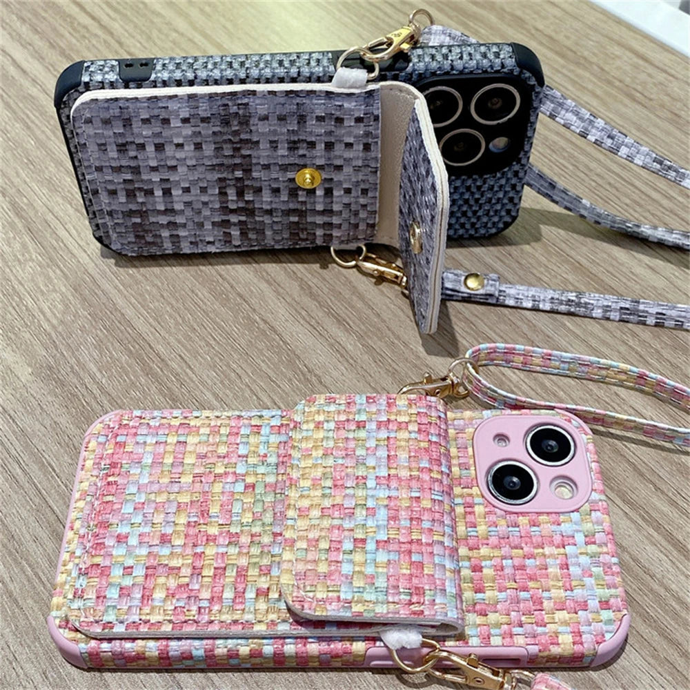 Weave Wallet Crossbody Case For iPhone