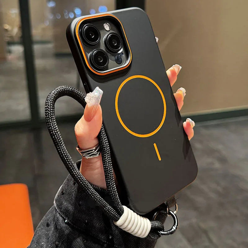 Lanyard Matte Hard Bumper Case For iPhone