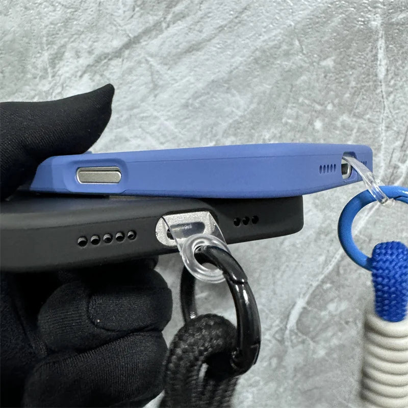 Lanyard Matte Hard Bumper Case For iPhone