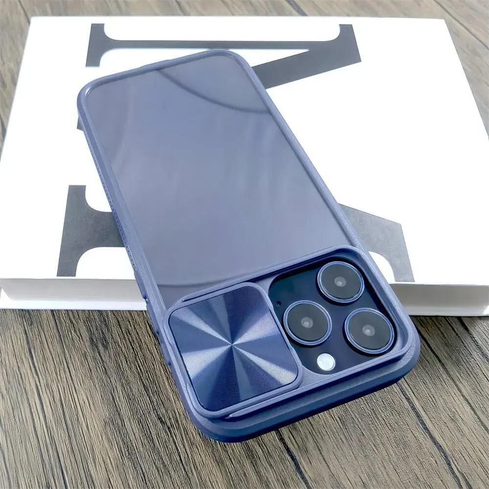Camera Lens Slide Transparent Case For iPhone