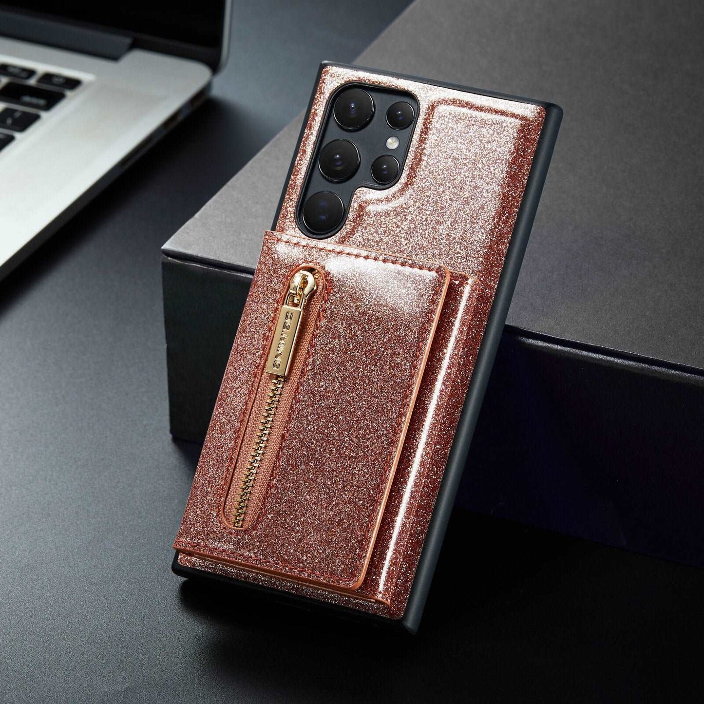 Glitter 2 in 1 Leather Wallet Case For Samsung Galaxy