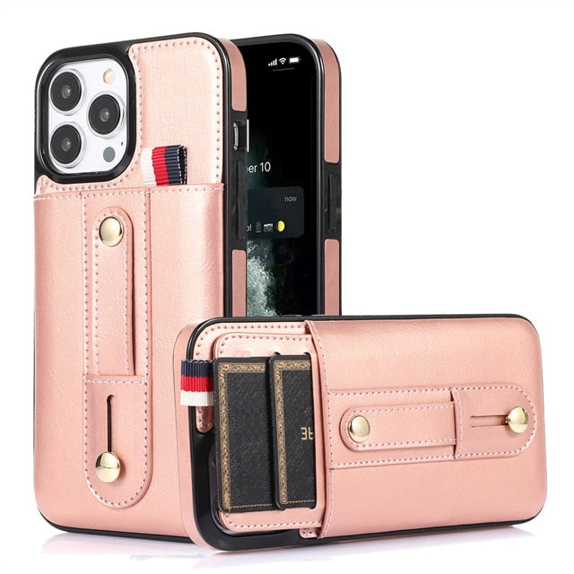Wallet Card Slot Magnetic Leather Case For iPhone