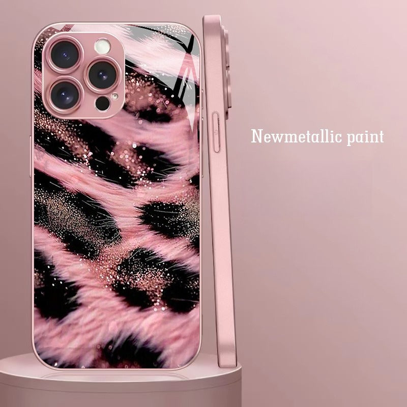 Pink Black Leopard-Print Hard Case for iPhone