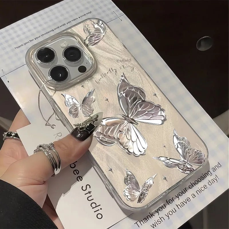 Silver Butterfly Soft Case for iPhone