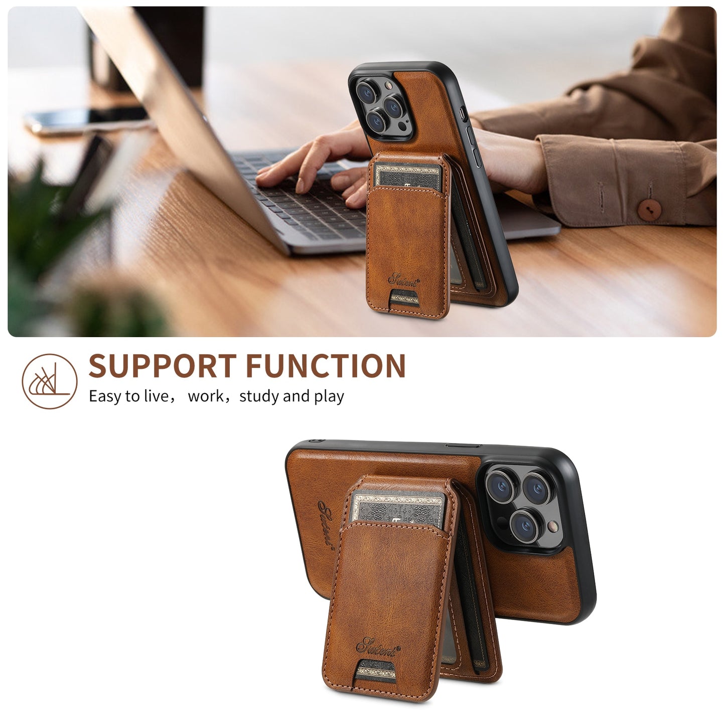 2 in 1 Detachable Magnetic Wallet Case For iPhone