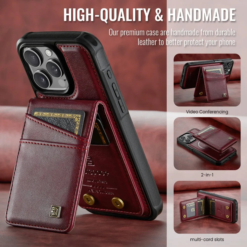 Wrist Strap Magnetic Wallet Leather Case for iPhone