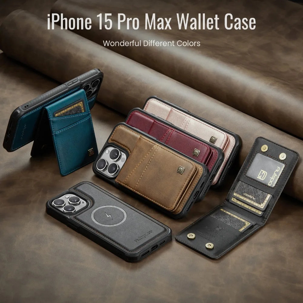 Wrist Strap Magnetic Wallet Leather Case for iPhone