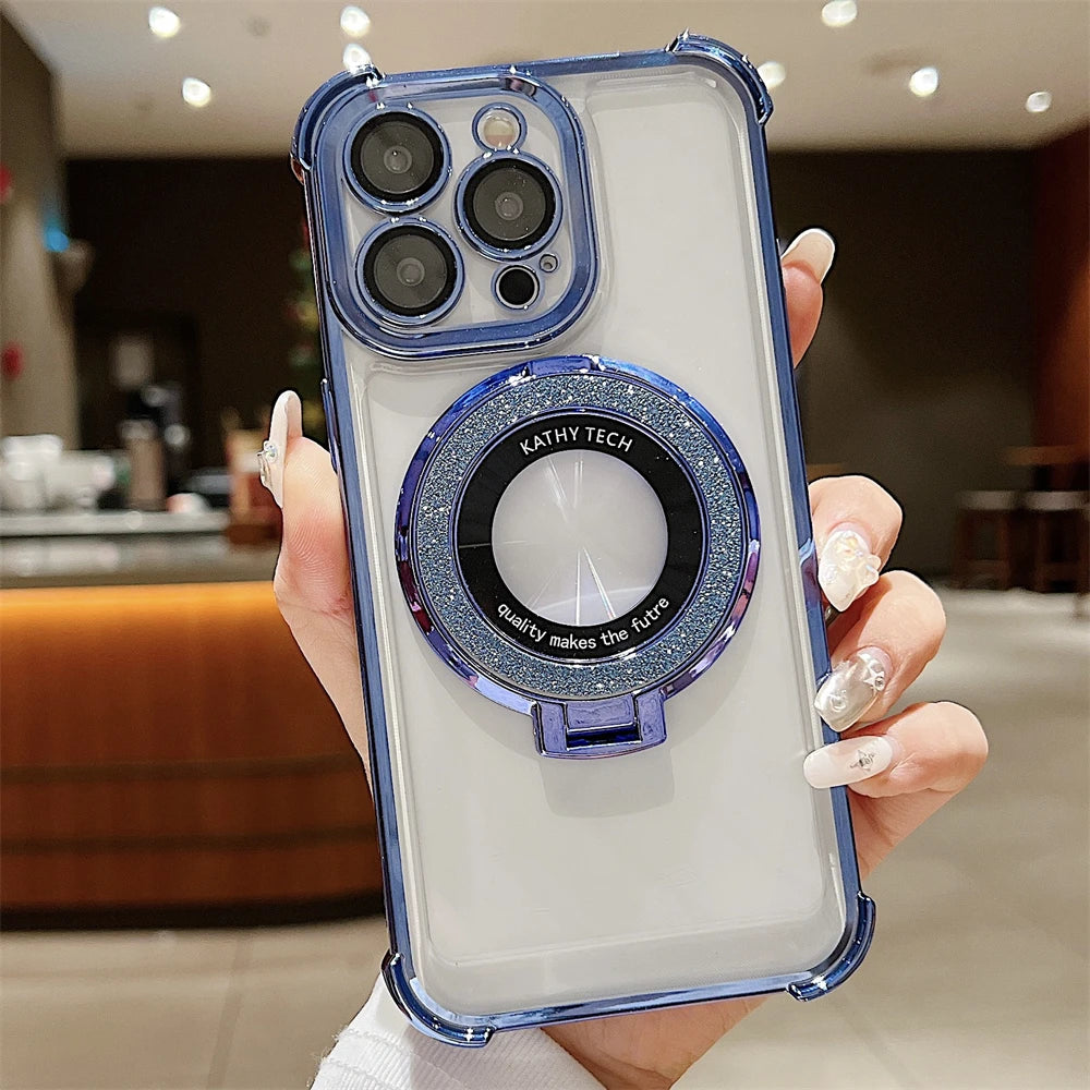 Plating Transparent Shockproof Case for iPhone