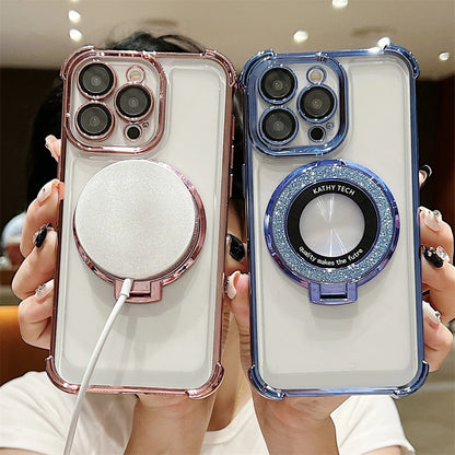 Plating Transparent Shockproof Case for iPhone