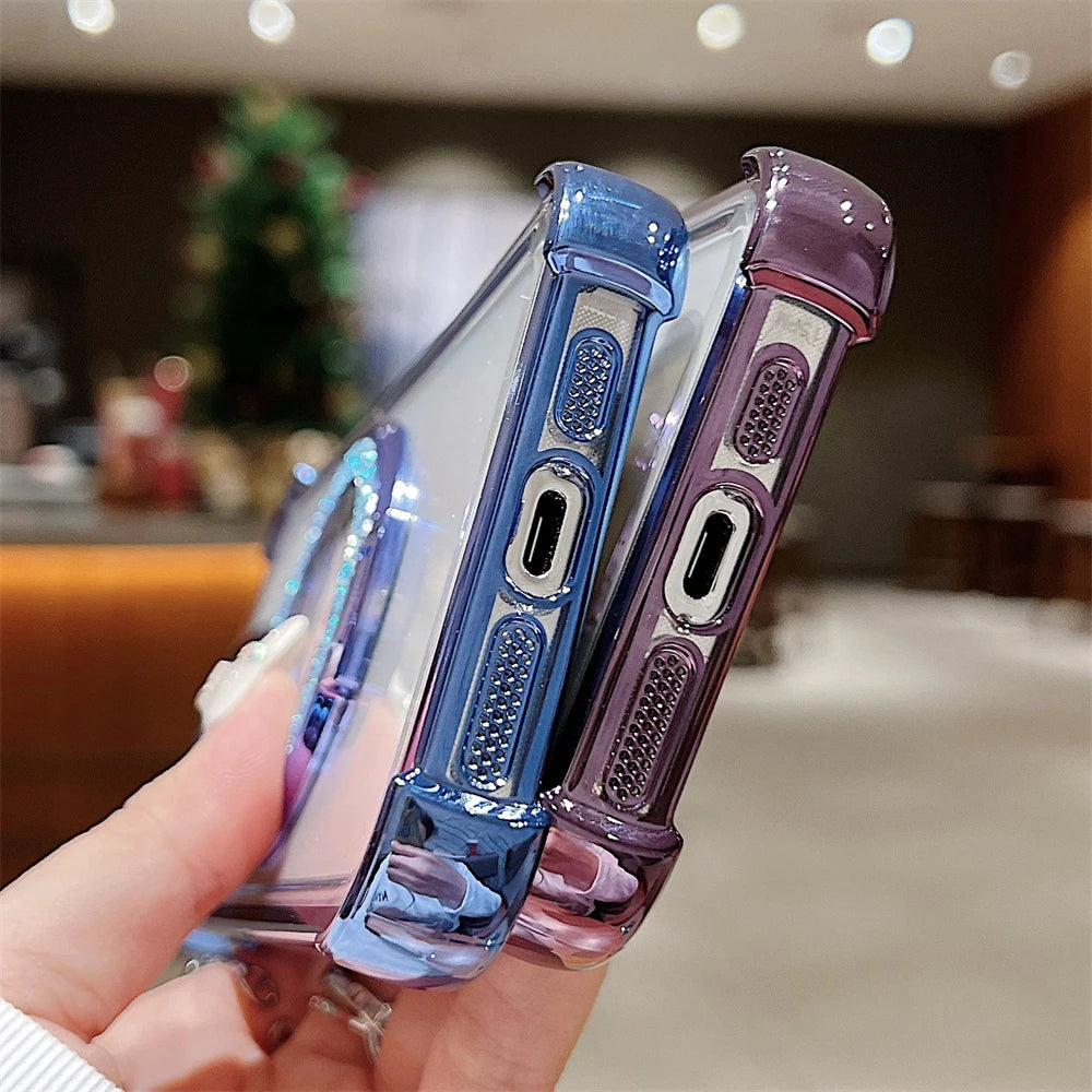 Plating Transparent Shockproof Case for iPhone