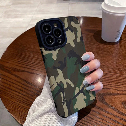 Lens Protection Camouflage Soft Case for iPhone