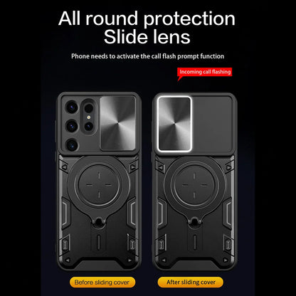 Magnetic Ring Camera Slide Protector Case for Samsung