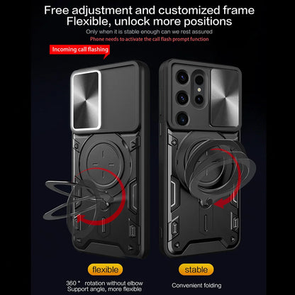 Magnetic Ring Camera Slide Protector Case for Samsung