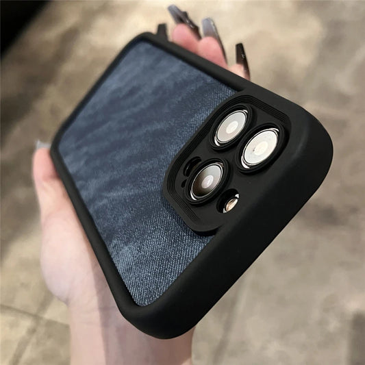 Denim Fabric Silicone Shockproof Case For iPhone
