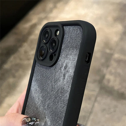 Denim Fabric Silicone Shockproof Case For iPhone