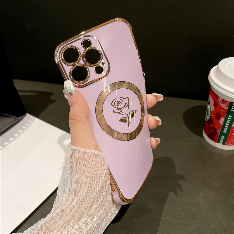 Flowers Plating Soft Case For iPhone