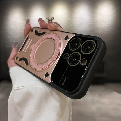 Lens Protection Ring Stand Hard Case For iPhone