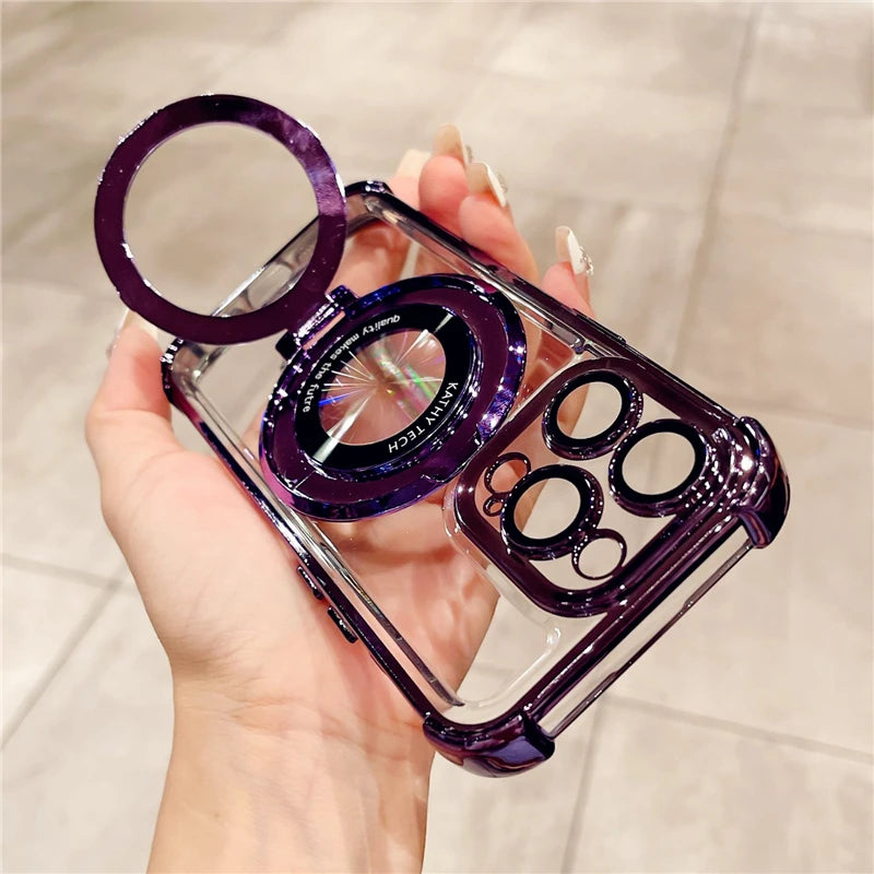 Lens Protection Stand Case For iPhone