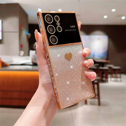 Gradient Glitter Love Heart Case For Samsung Galaxy