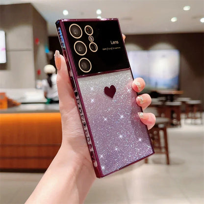 Gradient Glitter Love Heart Case For Samsung Galaxy