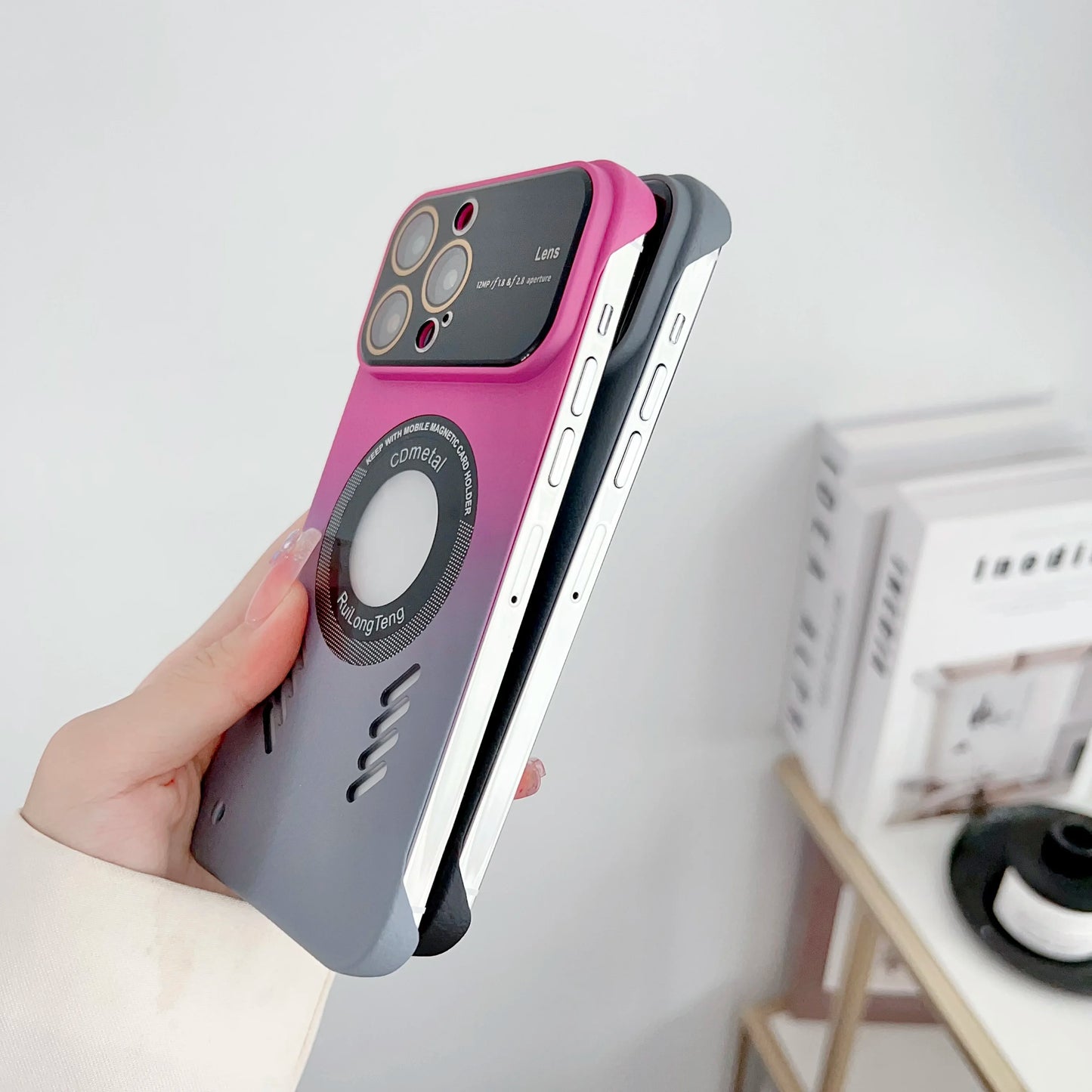 Litchi Pattern Lens Protection Frameless Case for iPhone