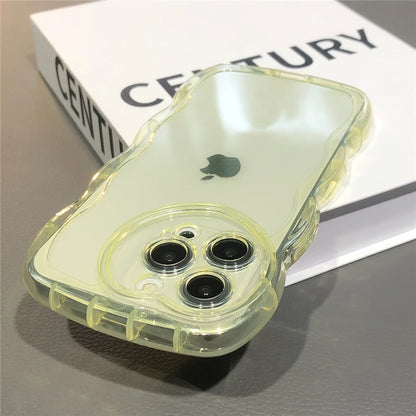 Lens Protection Wavy Clear Soft Case For iPhone