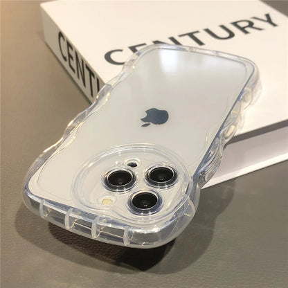 Lens Protection Wavy Clear Soft Case For iPhone