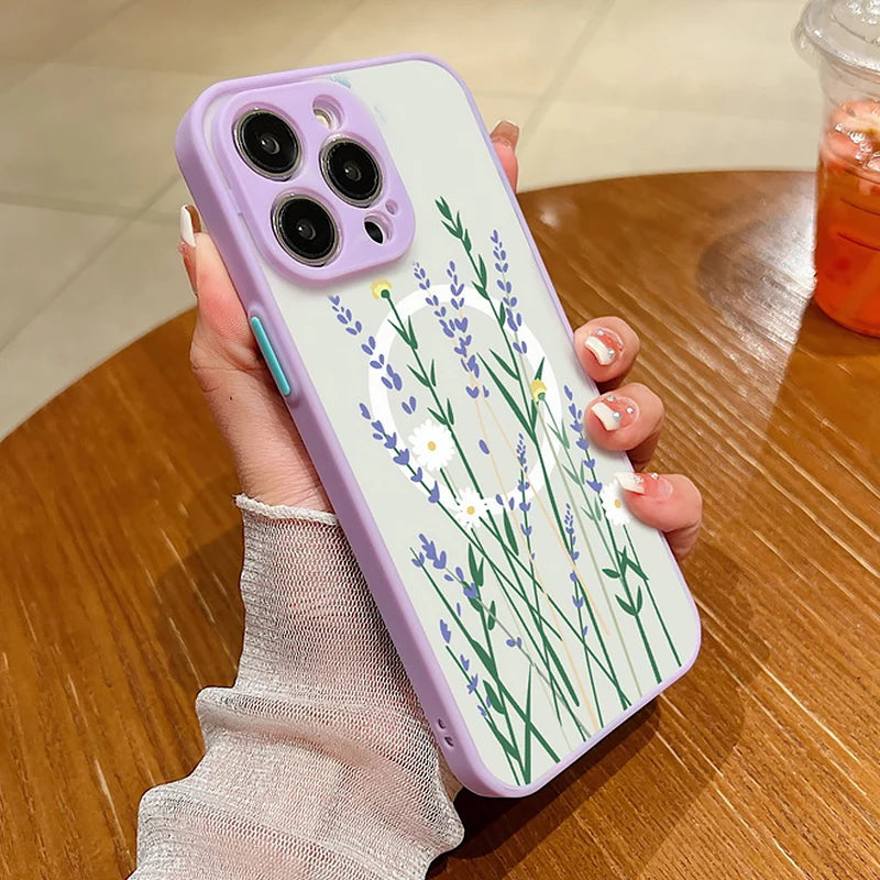Flower Pattern Matte Case For iPhone
