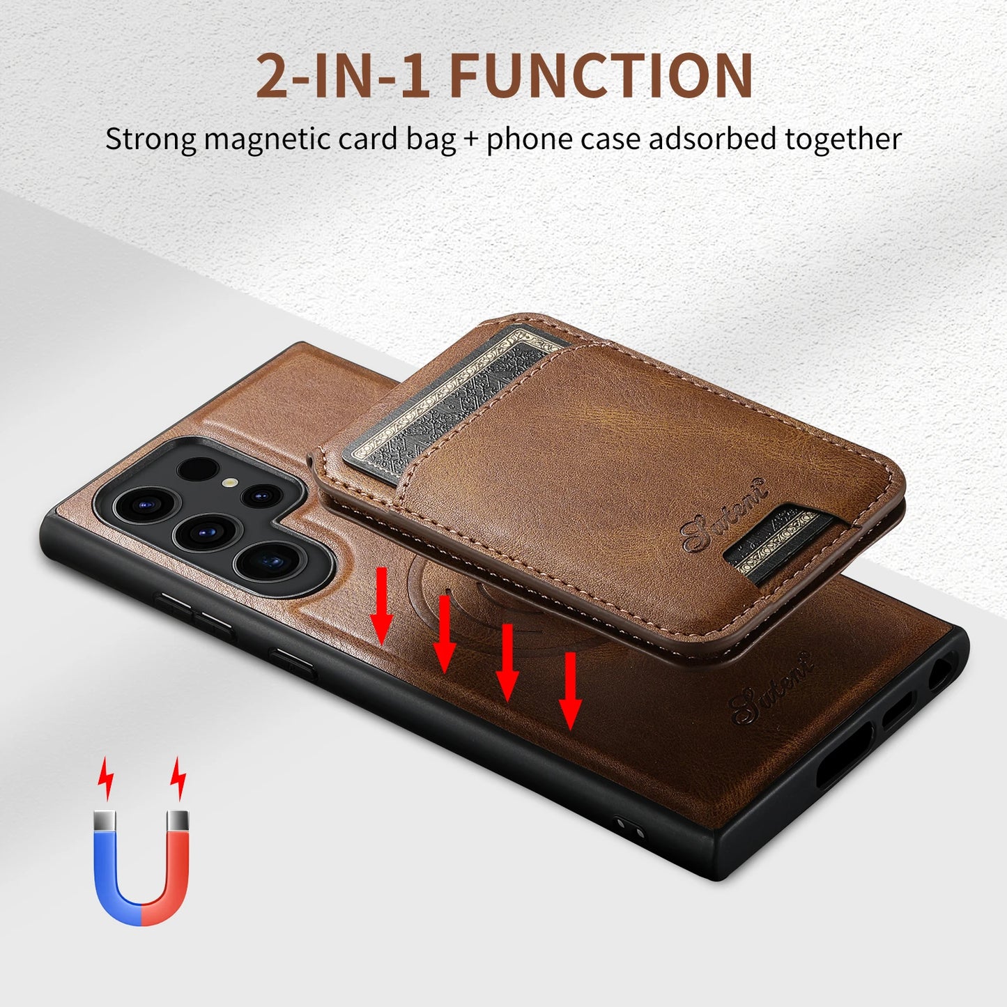 2 in 1 Detachable Magnetic Wallet Case For Samsung