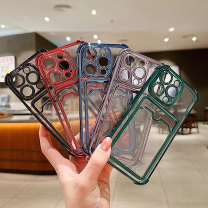 Plating Card Holder Soft Case For iPhone