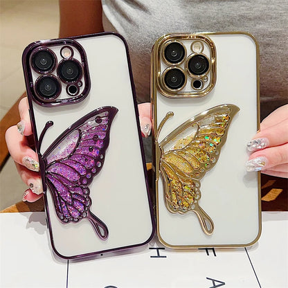 Plating Silicone Clear Glitter Case For iPhone