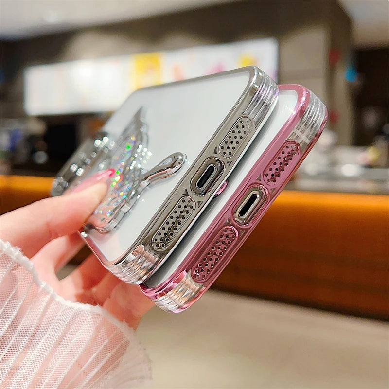 Plating Silicone Clear Glitter Case For iPhone