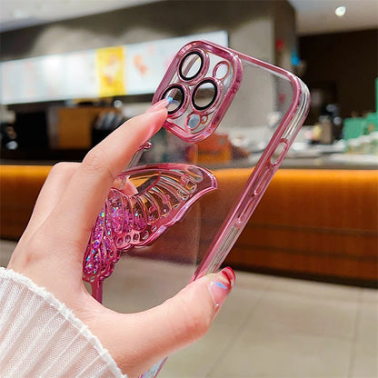 Plating Silicone Clear Glitter Case For iPhone