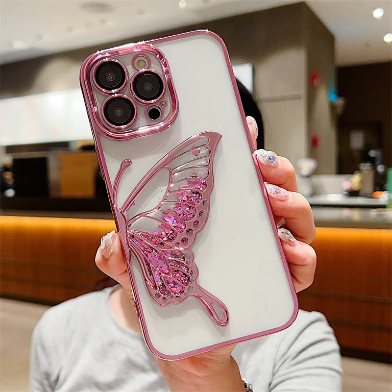 Plating Silicone Clear Glitter Case For iPhone