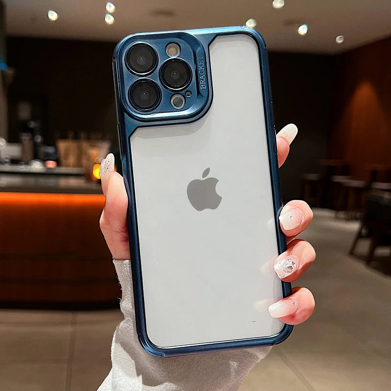 Shockproof Plating Transparent Case For iPhone