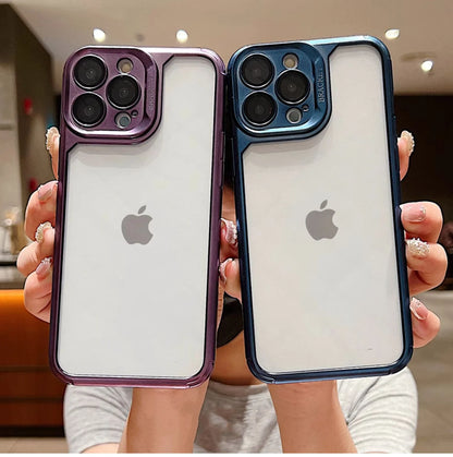 Shockproof Plating Transparent Case For iPhone