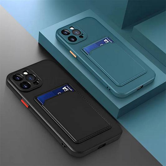 Soft Silicone Card Slot Case For iPhone