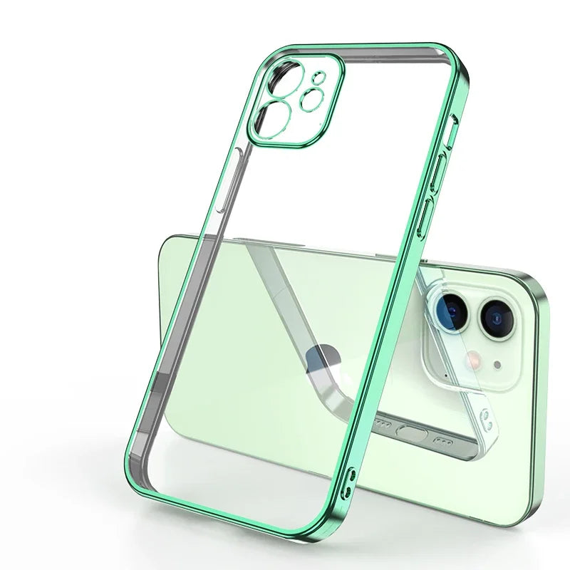 Plating Square Soft Clear Case For iPhone