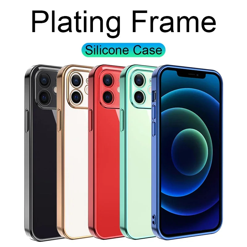 Plating Square Soft Clear Case For iPhone