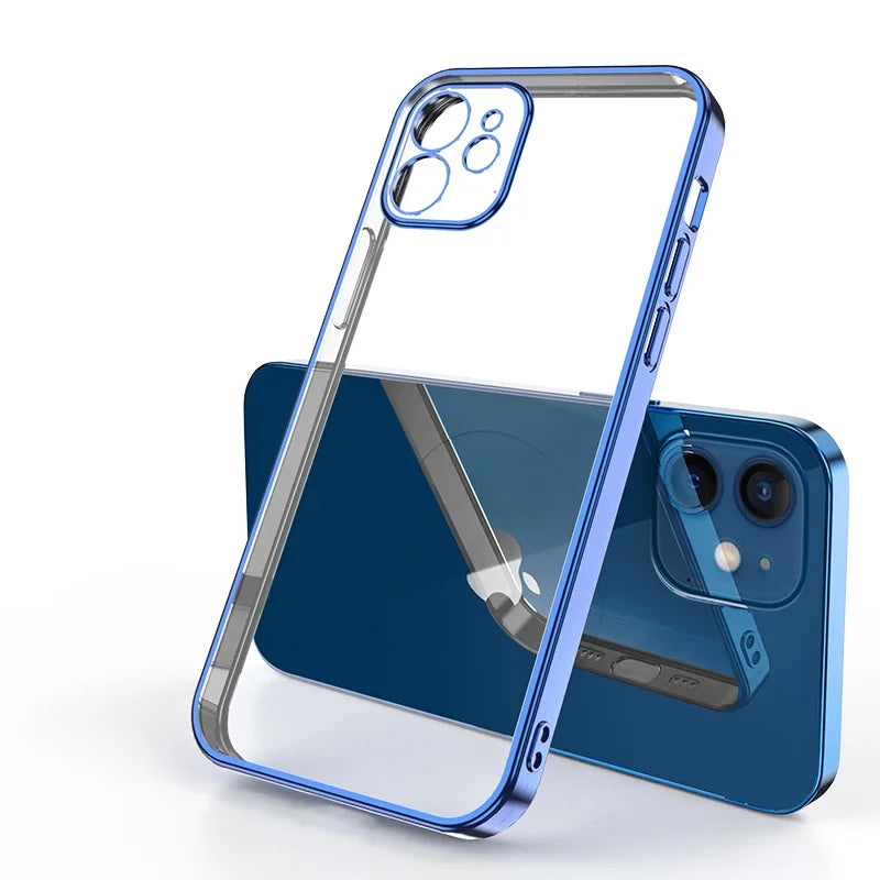 Plating Square Soft Clear Case For iPhone