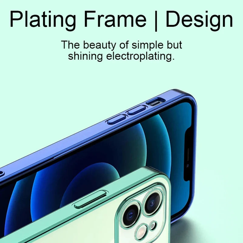 Plating Square Soft Clear Case For iPhone