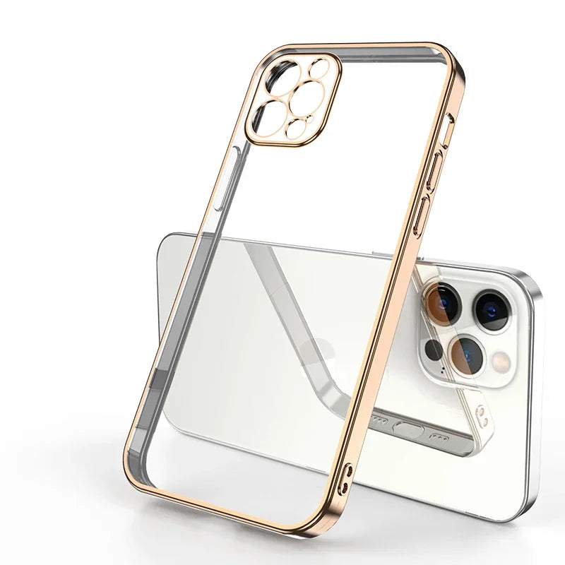 Plating Square Soft Clear Case For iPhone