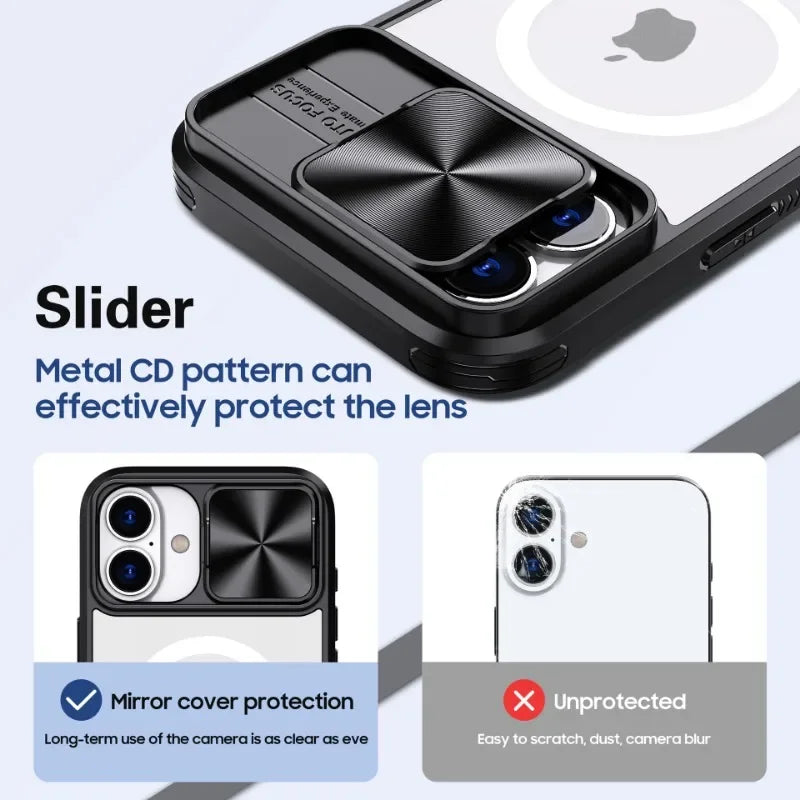 Slide Lens Protector Armor Case For iPhone