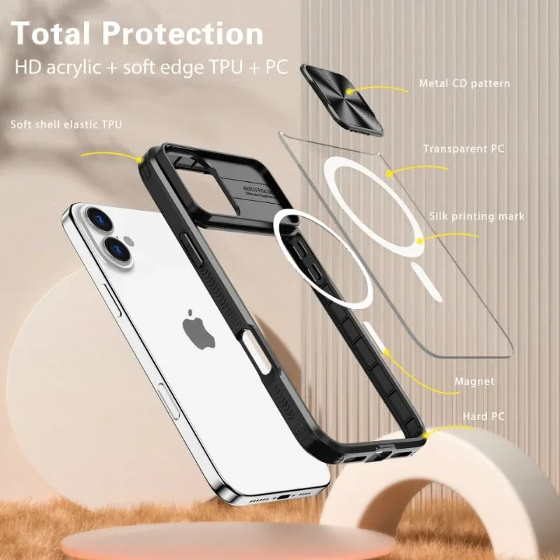 Slide Lens Protector Armor Case For iPhone