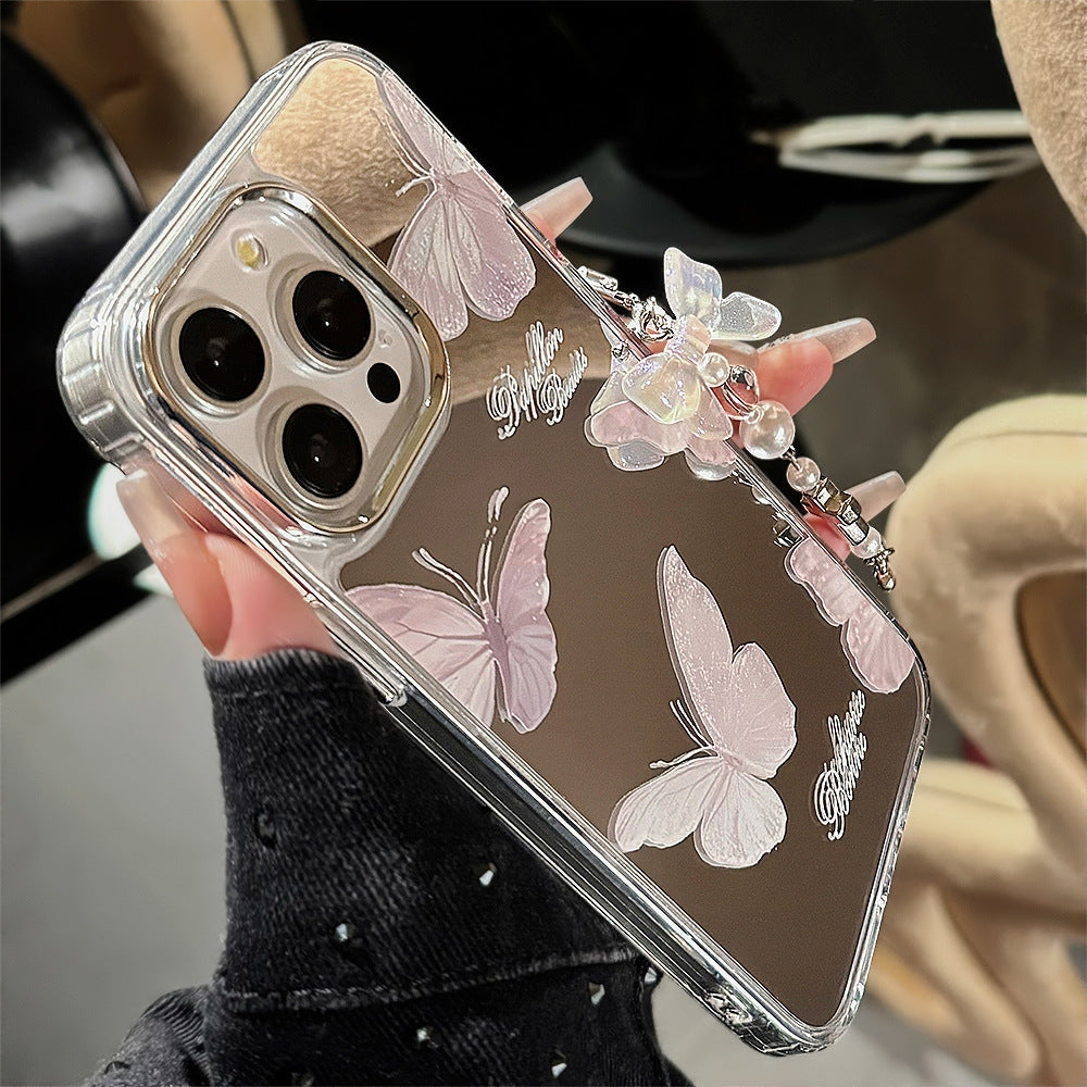 Mirror Butterfly Pendant Hard Case for iPhone