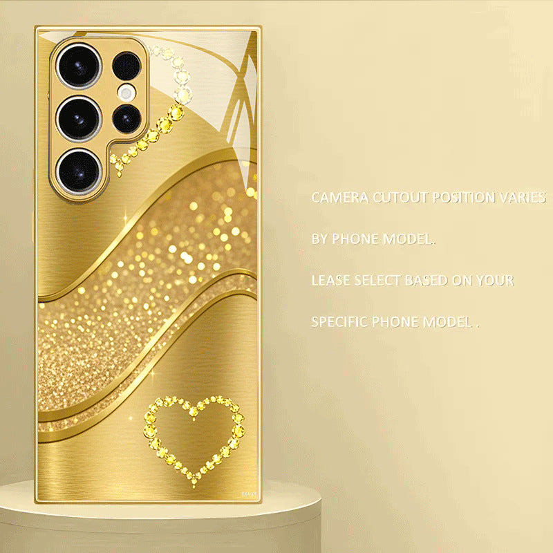 Gold Heart Pattern Hard Case for Samsung