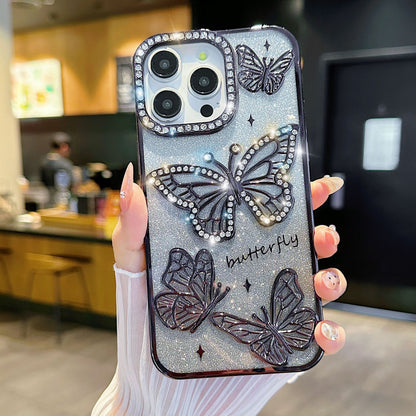 Glitter Butterfly Rhinestone Case for iPhone