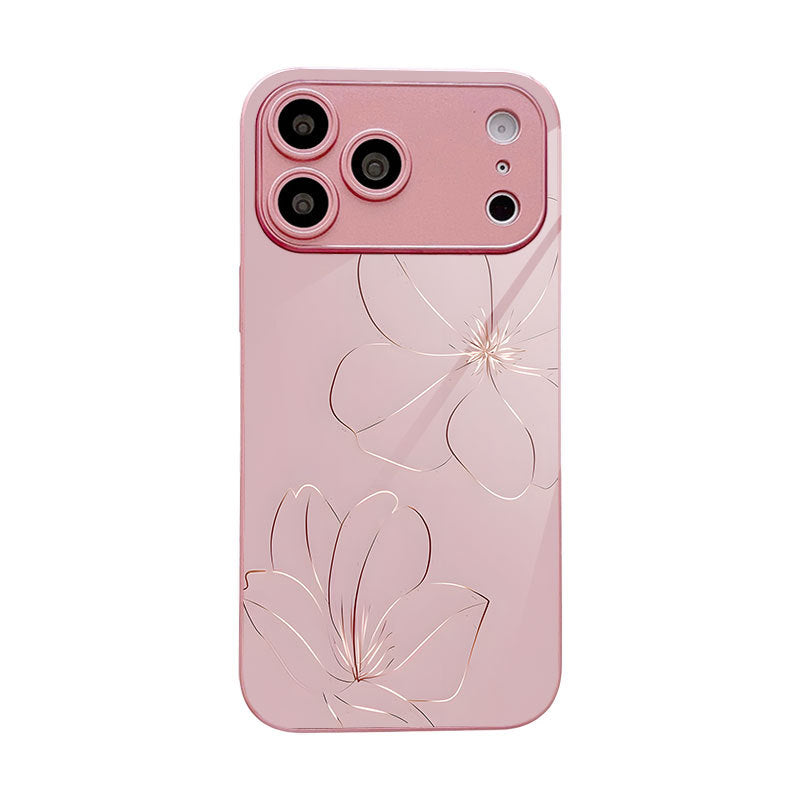 Line Art Flower Design Hard Case for iPhone