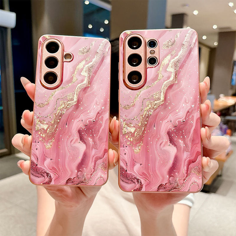 Gold Pink Marble Pattern Hard Case for Samsung