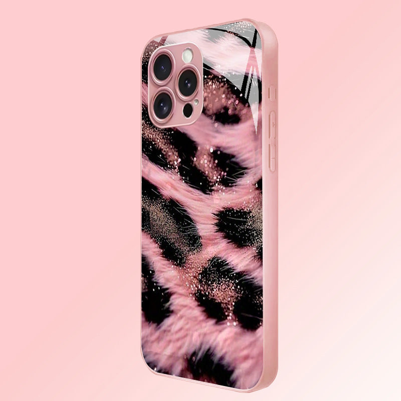 Pink Black Leopard-Print Hard Case for iPhone